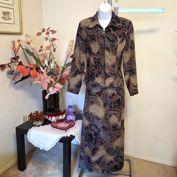 Preowned Dino Women’s Blazer Multi Color Printed Jacket Spring Fall Jackets 8 M - Picture 9 of 10